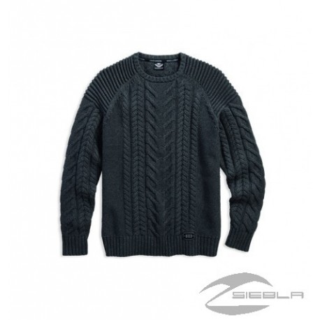 SWEATER-CABLE KNIT,HVY WGHT,GR BY HARLEY DAVIDSON