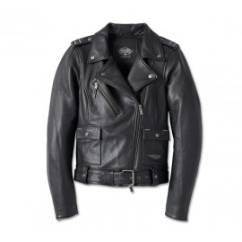WOMEN'S 120TH ANNIVERSARY CYCLE QUEEN LEATHER BIKER JACKET BY HARLEY DAVIDSON