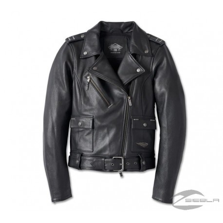 WOMEN'S 120TH ANNIVERSARY CYCLE QUEEN LEATHER BIKER JACKET BY HARLEY DAVIDSON
