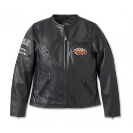 WOMEN'S LEATHER JACKET HARLEY DAVIDSON CAFE RACER 120TH ANNIVERSARY