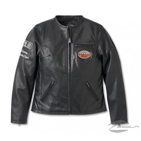 WOMEN'S LEATHER JACKET HARLEY DAVIDSON CAFE RACER 120TH ANNIVERSARY