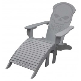 Harley-Davidson® Willie G Skull Adirondack Chair & Footrest Set, Gray