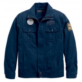 Harley-Davidson® Men's Washed Canvas Slim Fit Casual Jacket, Blue