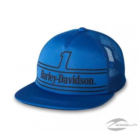 Harley Davidson 1 Racing Trucker Cap - True Blue