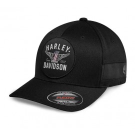 Gorra Harley Davidson elástica con logo alado para hombre