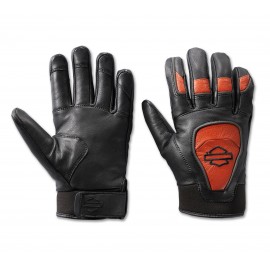 Harley Davidson Ovation Men's Waterproof Leather Gloves - Vintage Orange & Black