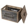Caja de almacenamiento de madera Harley-Davidson® con tapa - Acero inoxidable cortado con láser