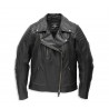 Bezel Biker Collar Leather Jacket para mujer