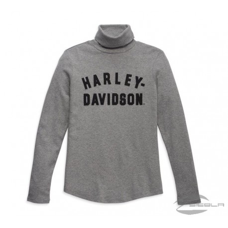 Harley Davidson Women's Milwaukee Rib Turtleneck - Medium Grey